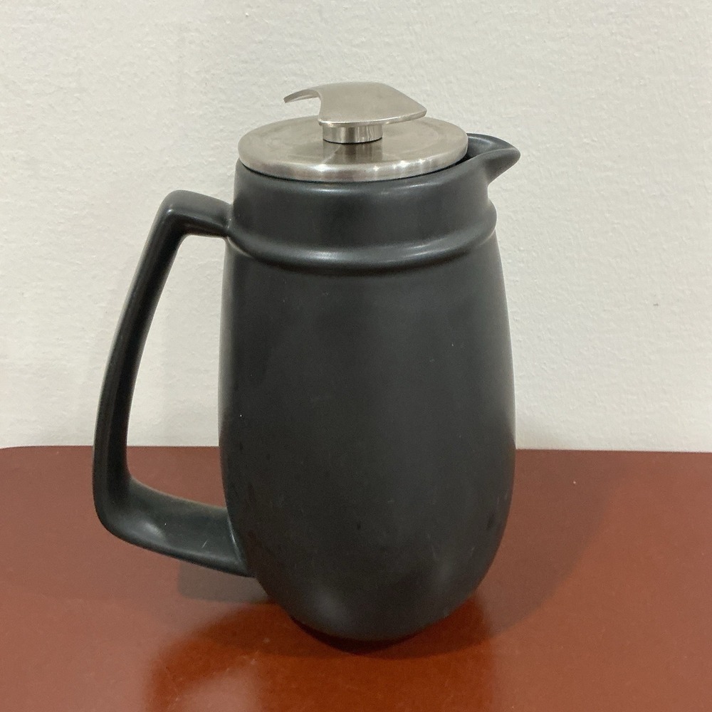 Bonjour Ceramic French Press Coffee Pot Thermal Stainless Black EUC